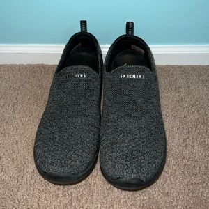 skechers archfit dark gray slip on shoes